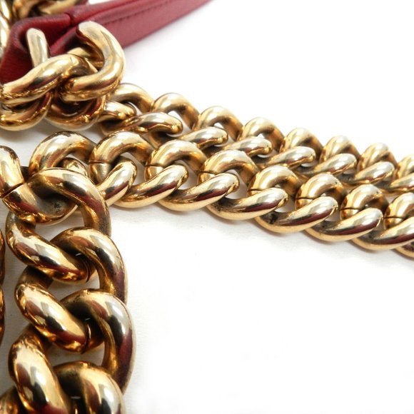 Chanel Red Leather Bag with Gold Chain Strap - Picture 6 of 12